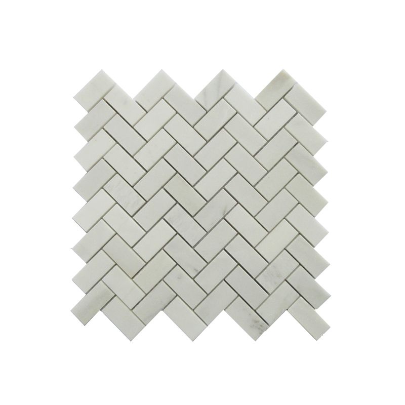 Đá Mosaic Trắng Sữa Mài Bóng Dán Chéo 23x48mm