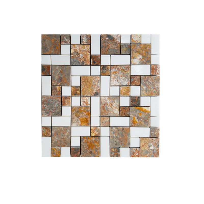 Đá Mosaic Trắng Sữa, Vàng Dăm Kết Mài Bóng 23x23 & 23x48