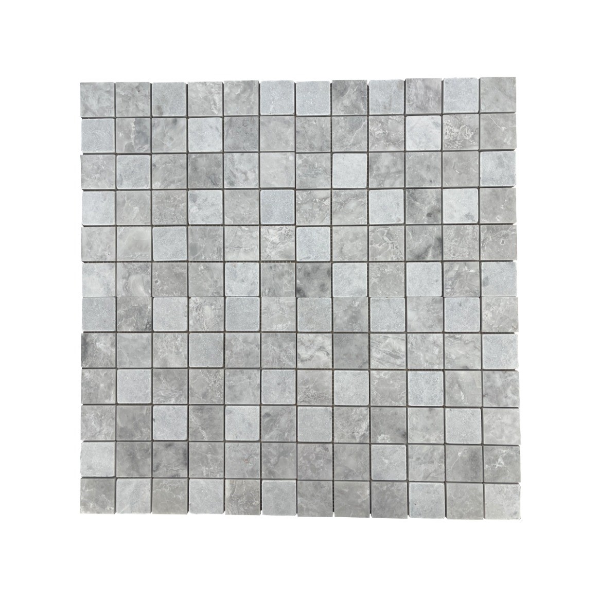 Đá Mosaic Ghi Nhạt Mài Hone, Rung Giả Cổ 48x48mm