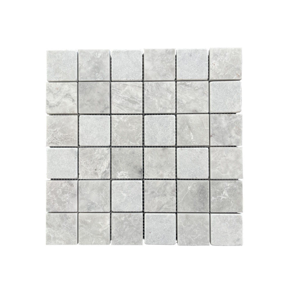 Đá Mosaic Ghi Nhạt Mài Hone, Rung Giả Cổ 48x48mm