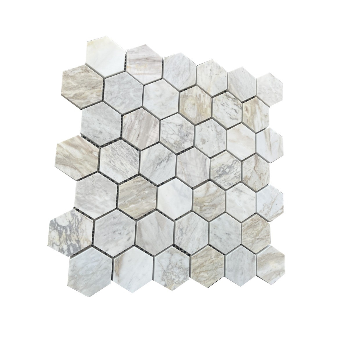 Đá Mosaic Vân Gỗ Mài Bóng Hex 2''